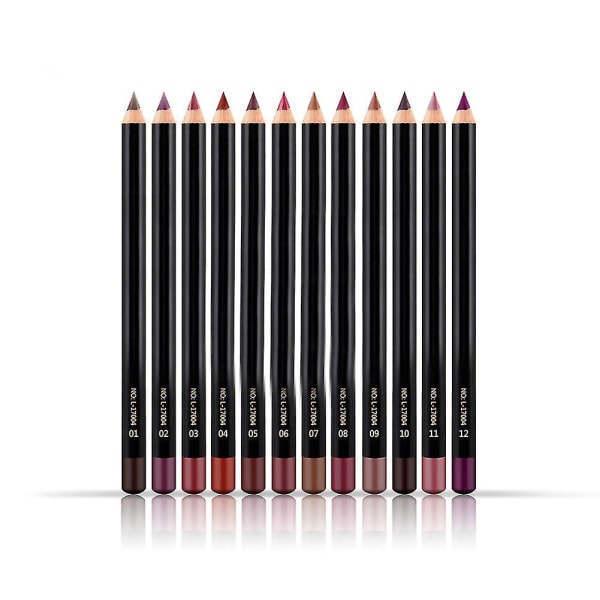 12 stk Sett Niceface Vanntett Langvarig Lip Liner Pencil Lipliner Pen Makeup Cosmetic