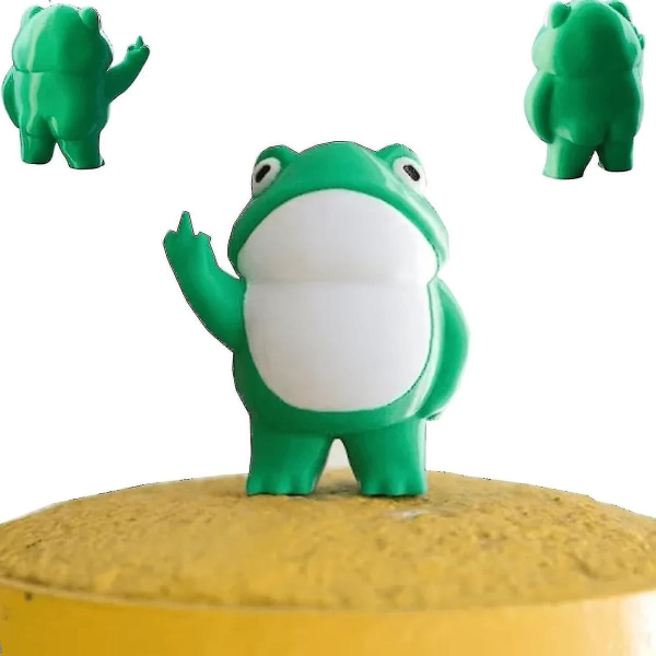 Rebellious Frog Statue, Cute Frog Garden Statue, Middle Finger Frog Ornament, Mini Frog Statue, Home Office Borddekoration