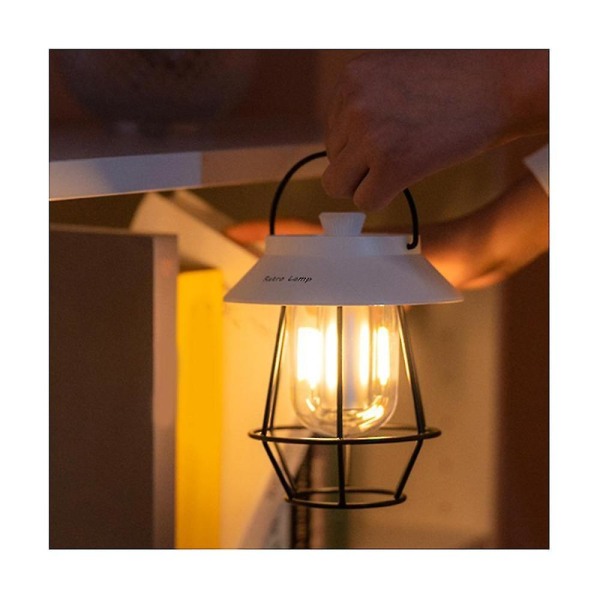 Bærbar Retro Camping Lanterne Oppladbar Metallhåndtak Lommelykt Vintage Lys Utendørs Henge T