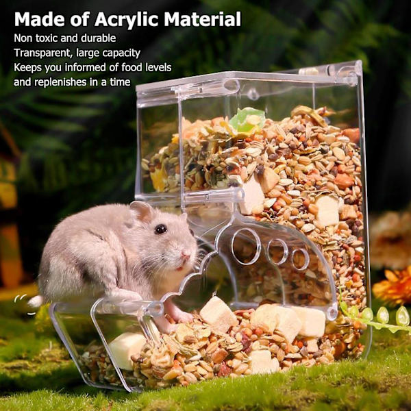 Automatisk Hamstermatdispenser - Stor Kapasitet Transparent Akryl Dispenser for Små Dyr som Marsvin, Fugl og Kanin