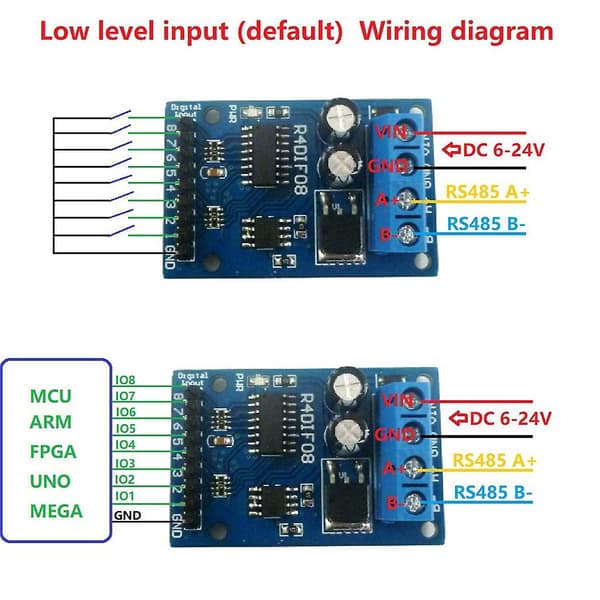 Rs485 8-kanals Modbus RTU-switchmodul med automatisk statusrapportering