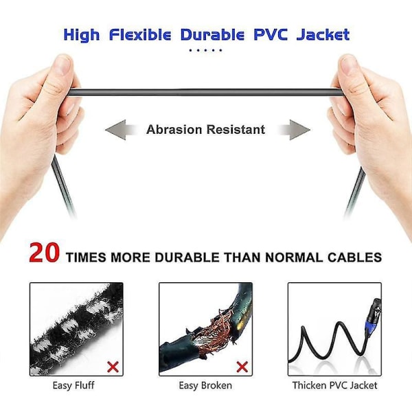 6 Pak 10 Fod XLR til XLR Mikrofonkabel, Han til Hun 3-polet, til Forstærker Mixer, Højttalersystemer