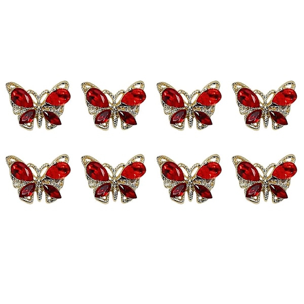 8x 3D sommerfugl-negle charms flash krystall negle charms DIY manikyr neglekunst smykker neglekunst dekorasjoner for kvinner jenter 2274