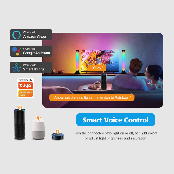 Wifi Smart Led Lys 12w Pickup Rytmelampe Rgb Atmosfærelys Stemmestyring Fargerike Lys