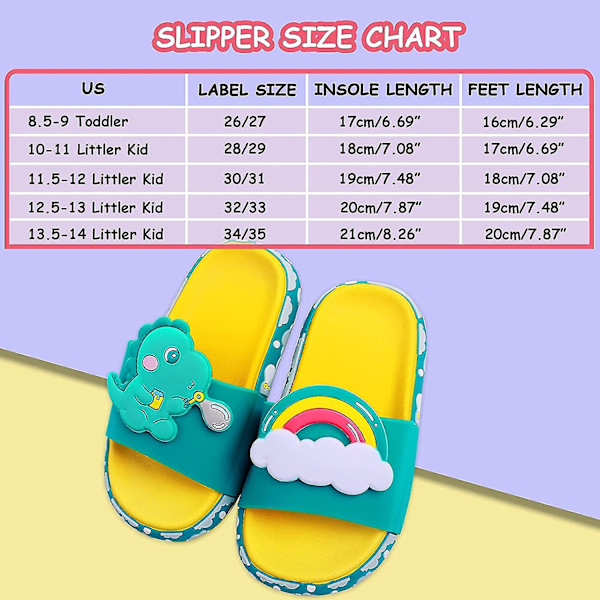 Pojkar Flickor Enhörning Slide Sandaler Söta Halkfria Cartoon Barn Tofflor Barn Strand Pool Vattenskor För Småbarn green dinosaur 8.5-9 toddler