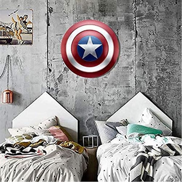 America Captain Shield Metal 47cm, Captain Shield med seler, Adult America Cosplay Rekvisitter, Veggdekorasjon