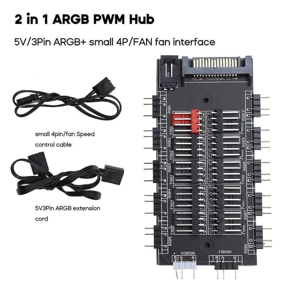 Pwm Fan+argb Led 2 I 1 Hub Trådløs Controller 1 Til 10 Multi Way Hub Splitter