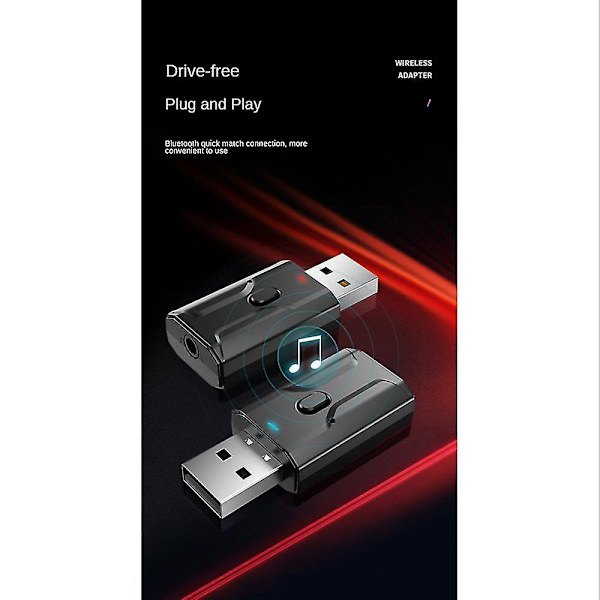 3-in-1 Bluetooth 5.0 USB 3.5mm Auton Bluetooth-vastaanotinlähetin Puheluiden USB Bluetooth-äänen kanssa Ada