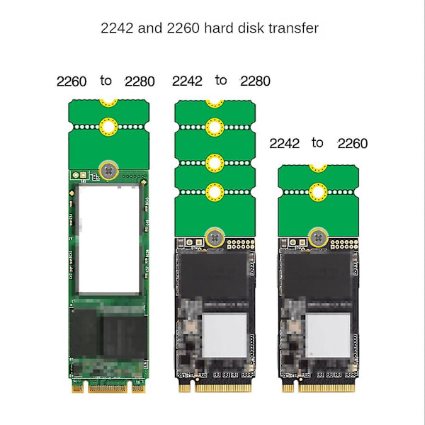 NGFF NVME M.2 Utökad Konsol 2230 Till 2242/2260/2280, 2242 Till 2280, 2260 Till 2280 Överföringsadapter