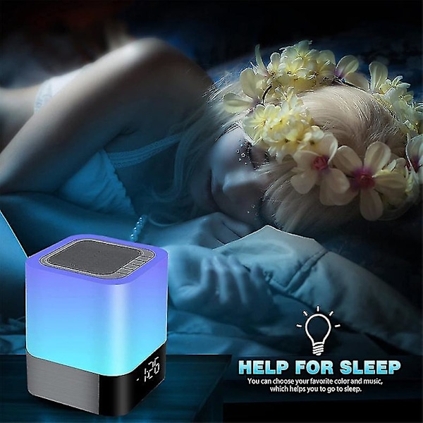 Led-värinen Bluetooth-kaiutin, kannettava USB-yövalo, herätyskello, taputusvalo, langaton ääni