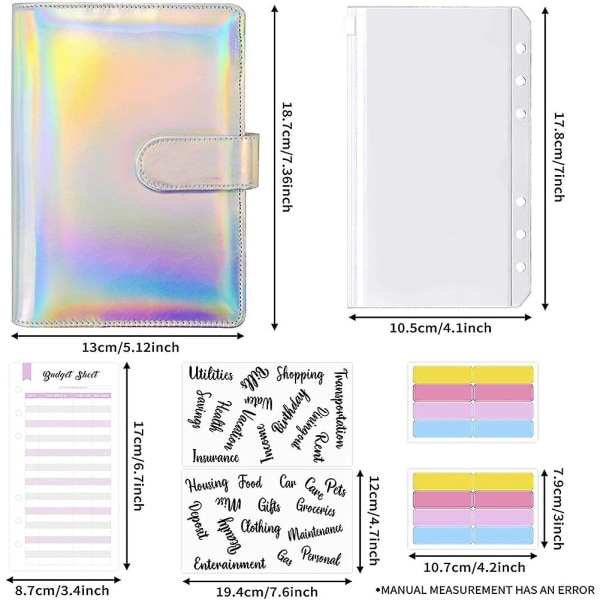 Budget Binder Set - Budget Binder Med Kontantkuvert, Kontantorganisatör Pengarbesparande Binder Kontantkuvert