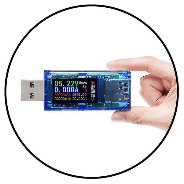 USB-tester, AT34 USB 3.0 Fargeskjerm Voltmeter Amperemeter Strømmåler Multimeter USB-lader Tester