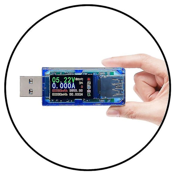 USB Tester, AT34 USB 3.0 Farve LCD Voltmeter Amperemeter Strømmåler Multimeter USB Opladningstester