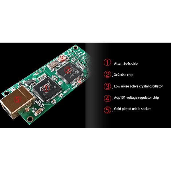 Amanero Combo384-modul Dsd512/pcm384 32bit for Ak4497 Es9038 Ak4493-dekodere (standard krystall)