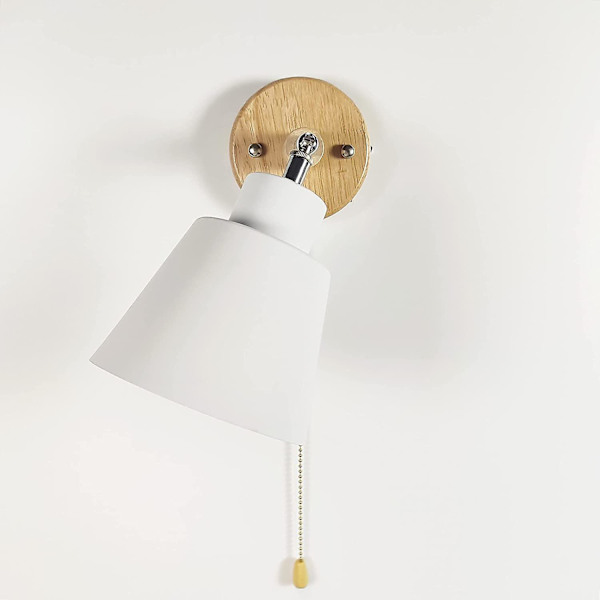 Moderne indendørs væglampe E27 industriel minimalistisk kreativ nordisk lampe med træstativ med afbryder