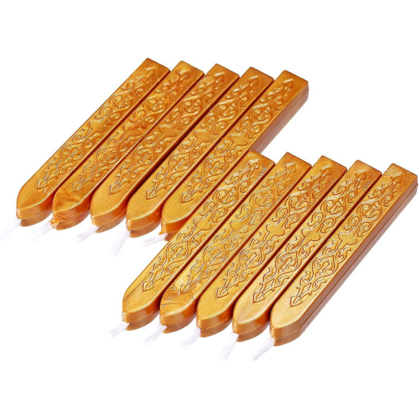 12 stykker forseglingsvokspinner med veker Antik brannmanuskript forseglingsvoks for voksforseglingsstempel (gullfarge)
