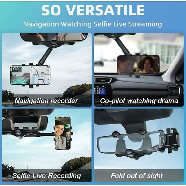 Bil Optrækkelig telefonholder Mirror Mount Ar Navigation - 360, Sort, 1 stk