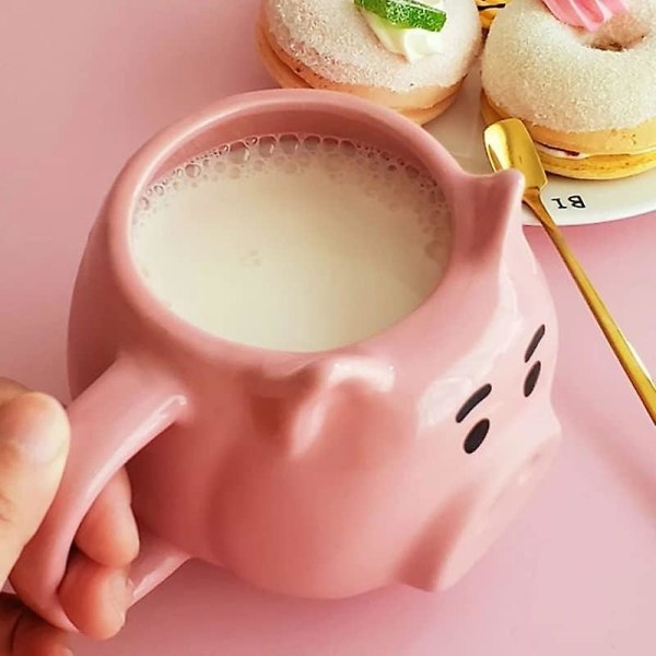 Piggy keramikkopp, söt keramisk kaffemugg, grismuggar, djurformade ben Kina kaffemuggar, nyhet Kaffe Te Mjölk Muggar Present