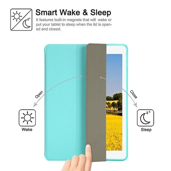 Smart Cover Soft Back Case För Ipad 9,7" 2017 A1822 A1823 Flip Stand Aquamarine