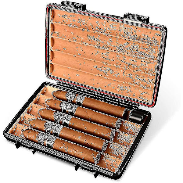 Cigarrhumidor i cederträ, bärbar reseväska för 5 cigarrer