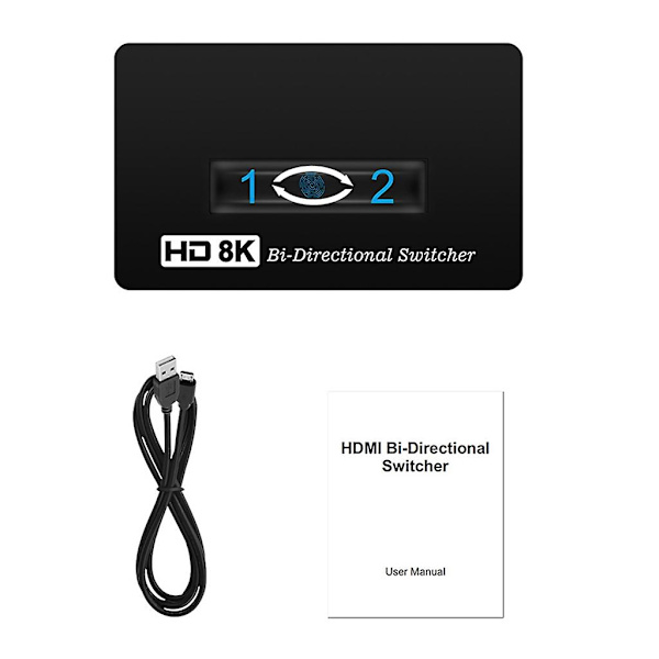 HDMI-kompatibel omkopplare 8k 60hz HDMI-2.1 switchbox 2 i 1 ut bi-riktad