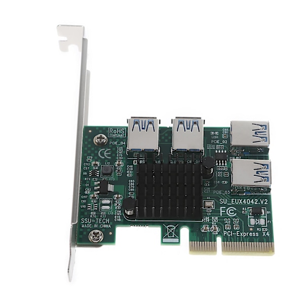 Pcie 1 To 4 Pci-express -nousukortti Usb 3.0 -sovitin 4x - 16x -muunnin