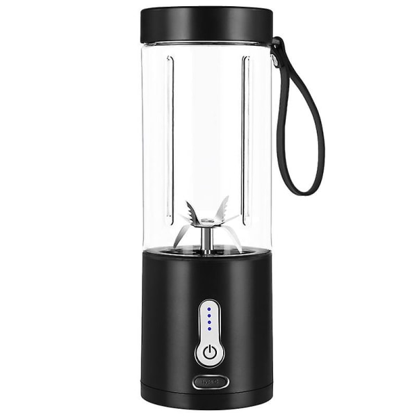 (sort)Bærbar Blender til Smoothies og Shakes, 530ML Mini Blender med Type-C Genopladelig og 6