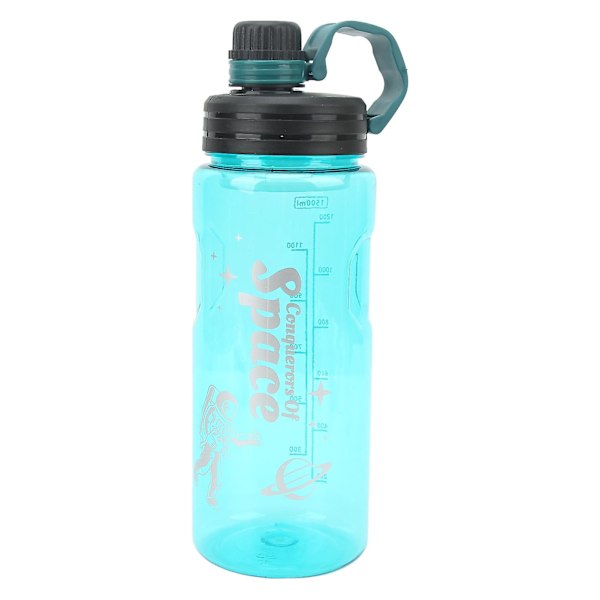 Sport Vattenflaska 1500ml - Livsmedelsklassad PC, Drickande Vattenskala, Fitnesskanna för Gym, Cykling, Löpning - Grön