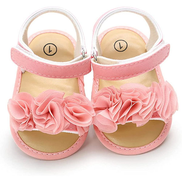 Spädbarn Baby Flickor Sommar Sandaler Med Blomma Mjuk Sula Nyfödd Småbarn Första Walker Spjälsäng Klänning Skor 20 pink 0-6 months infant