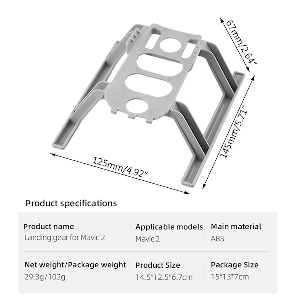 Forlænget landingsudstyr til Mavic 2 Pro/zoom højdeforlængelse landingsfødder