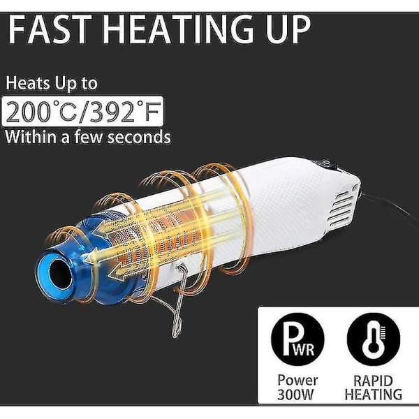 220v Kuumaleimauslämpöpyssy DIY-töihin, kuumailmapuhallin ruuvimeisselisarjojen työkaluille tai kutistesukille, lämpökovettuva kutistesukka.