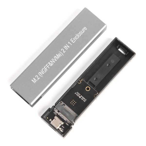 M.2 Ssd-kabinet med høj hastighed Usb3.1 10gbps M.2 Ngff Sata + Nvme Pcie eksternt