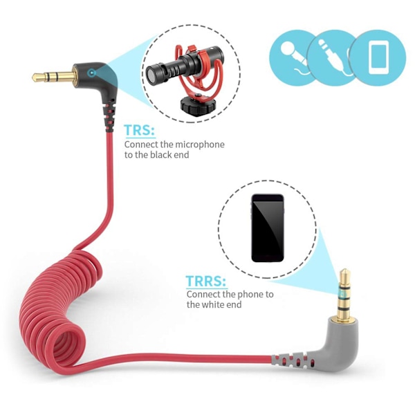 Trs To Trrs -mikrofonikaapeli 3,5 mm uros-uros 90 asteen kulma Rode Sc7:lle
