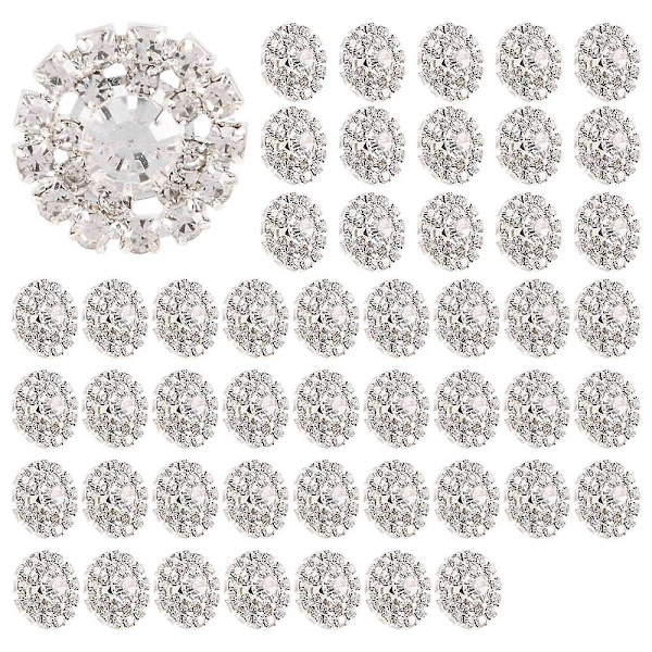 50 stk Rhinestone-pynt Flatback Smykker Blomst Krystallknapp Tilbehør For Diy Brud Bouquet