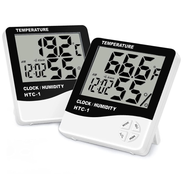 2-pak digitalt termometer hygrometer, temperatur fugtighedsmåler med maks/min registreringsfunktion, indendørs termometer luftfugtighedsmåler til stuen,
