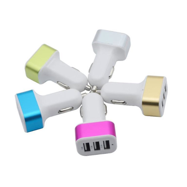 3 USB kvadratisk telefonbilsladdare