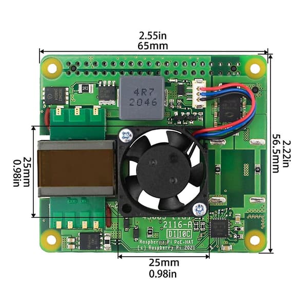 For Raspberrypi 4b/3b Poe+ Hat 802.3af/at Poe+ Standard Utvidelseskort
