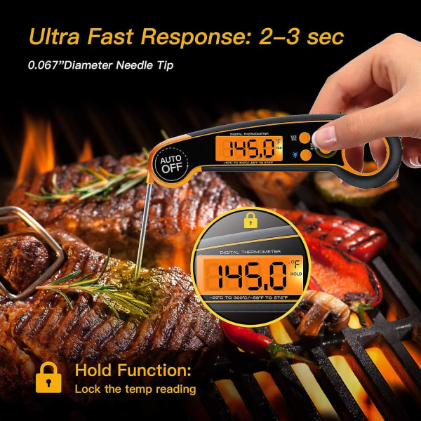 Genopladeligt LED-kødtermometer - Instant Read Kitchen Digital Food Termometer med Magnet til Co