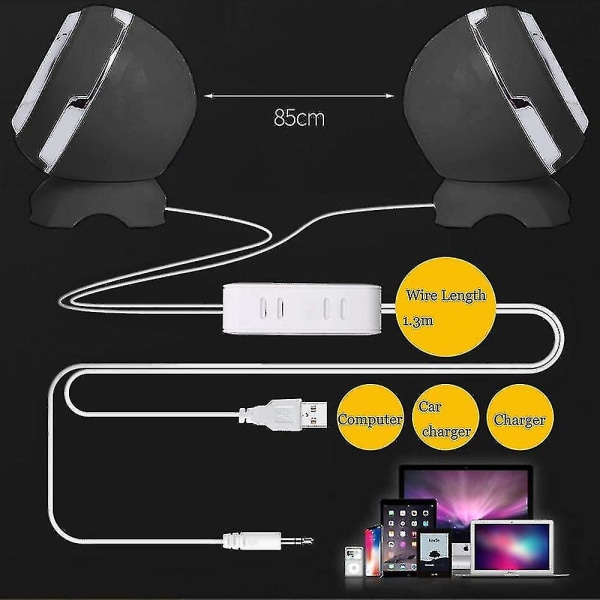 Datamaskin USB-strømhøyttalere, Mini Desktop-høyttalere med Hifi-lyd, overlegen stereolyd, dobbelthorn