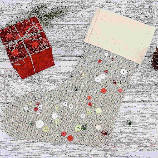 4 stycken julklappsstrumpor i säckväv för öppen spis, DIY