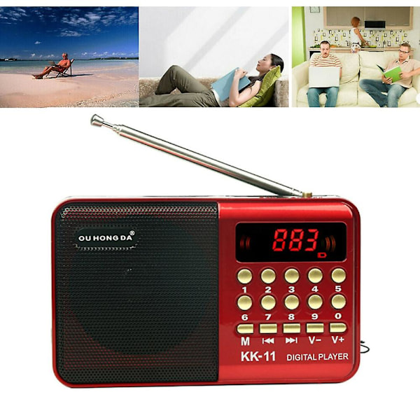 Mini Digital FM-radio Bärbar LCD-högtalare USB SD TF-kort Mp3-högtalare Spelare
