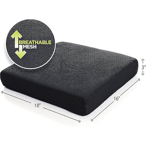 Memory Foam Sæde/Pude 18 X 16 X 3 Tommer Med Vaskbar Betræk Til Komfort