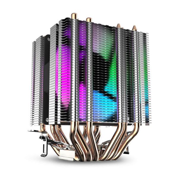 Cpu luftkylare 6 värmerör Twin-tower kylfläns med 90 mm Rainbow LED-fläktar för Intel 775/1150/1155/