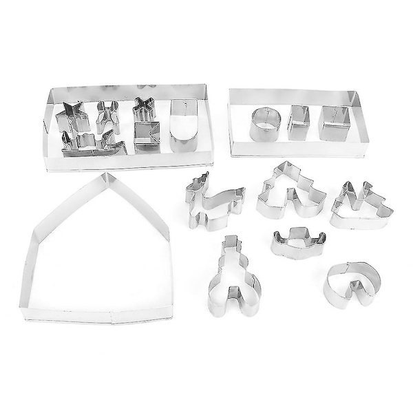 18 stk/sett kakeform i rustfritt stål, pepperkakeformsett, jule-DIY-husformer, bakeverktøy