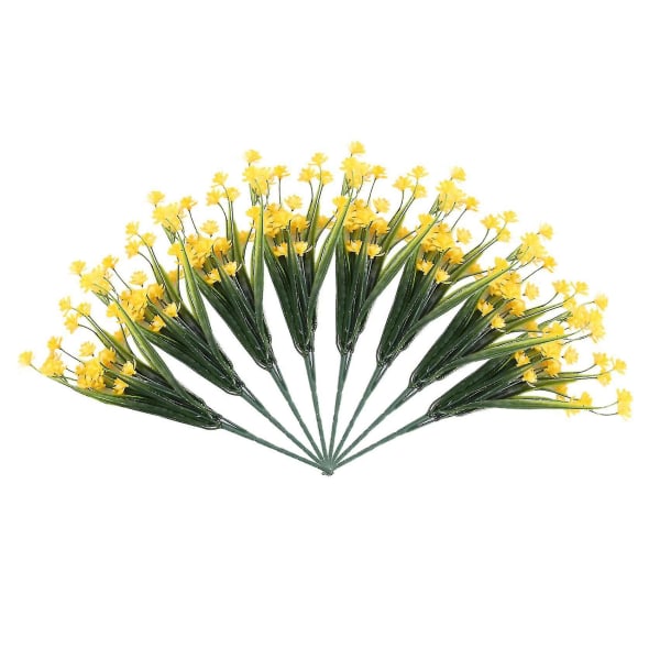 24 stk. Kunstige Blomster Udendørs Uv-Resistente Planter, Gul