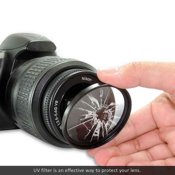 52 mm slankt Uv-filter + blomsterblade modlysblænde til Canon Nikon Sony Pentax Uk A