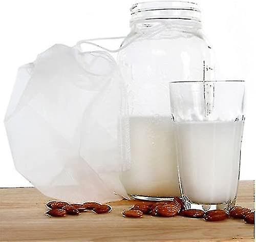 Gjenbrukbar nøttemelkpose, 2-pakning, grov bomullspose for siling av mandler/soya