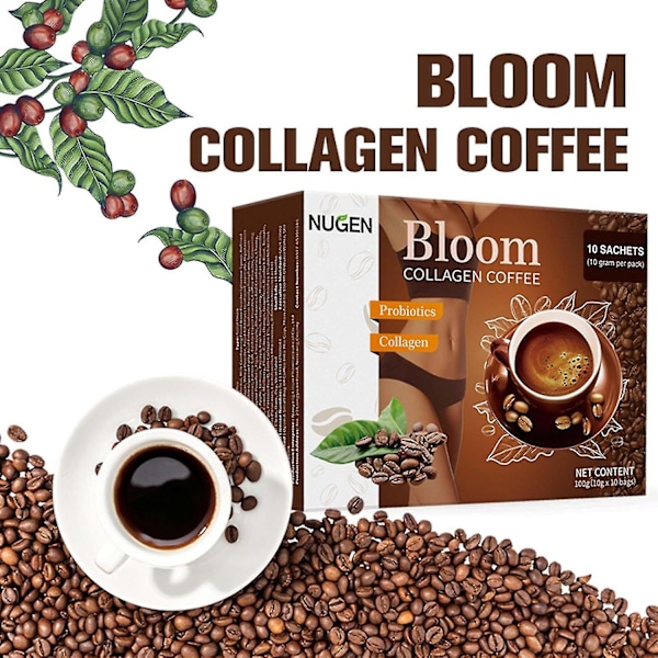 3x Bloom Kaffe Kollagen, Nugen Bloom Kollagen Kaffe, Nugen Kollagen Kaffe, Ren Organisk Kaffe Kollagen