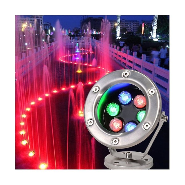 Rustfrit Springvand Lys LED Justerbar Vinkel Ip68 Undervandslys Ac 12v Rgb Multi Farve Ch
