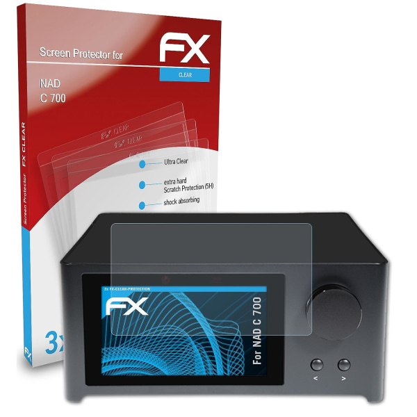 atFoliX 3x skyddsfolie kompatibel med NAD C 700 Displayskyddsfolie klar